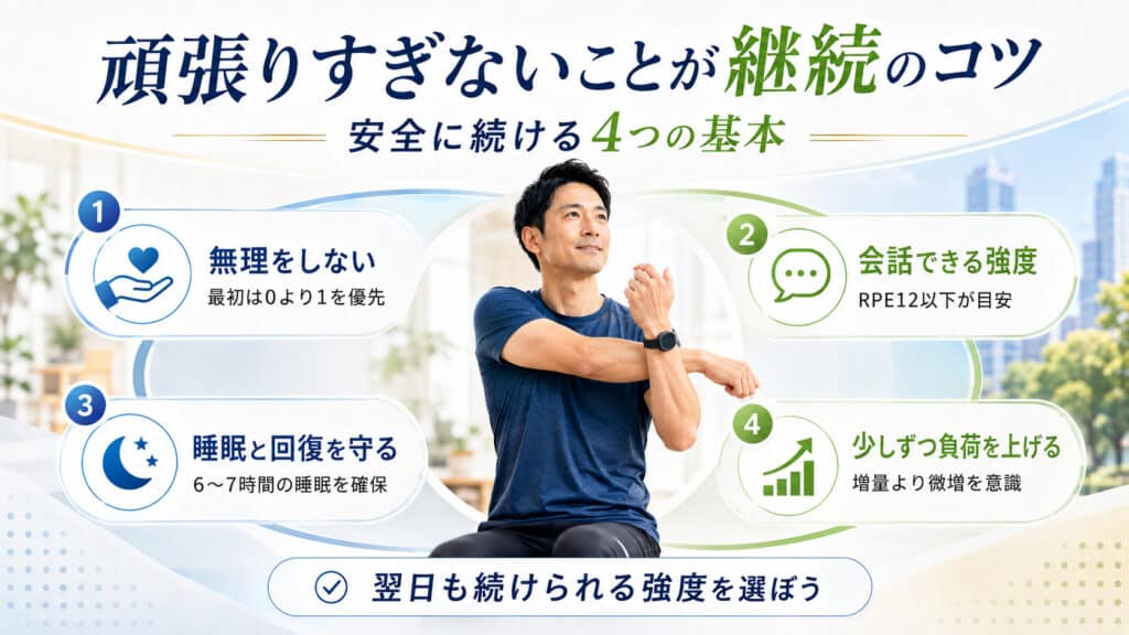 自己啓発として筋トレや運動を安全に続けるための4つの基本ルール