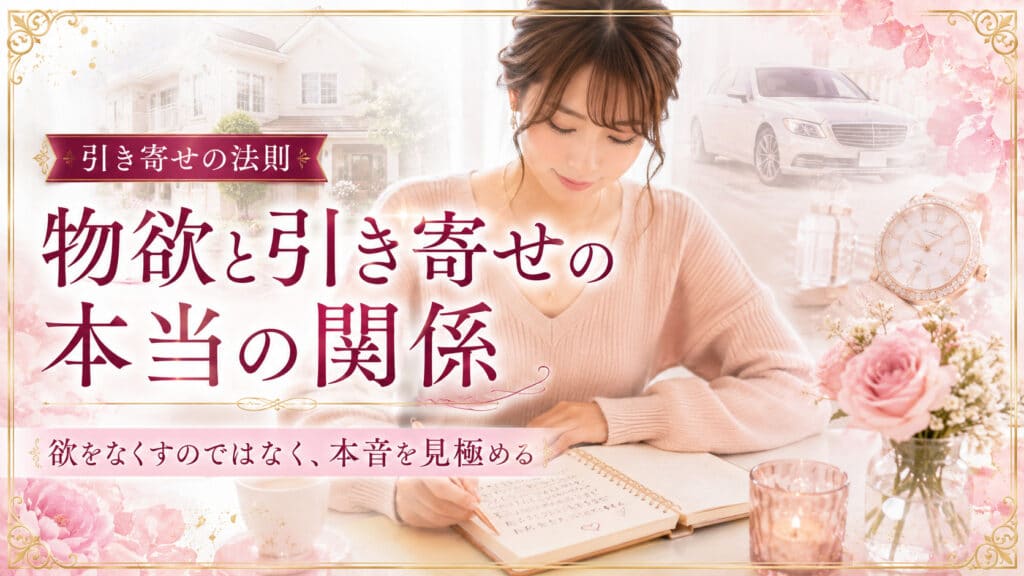 引き寄せの法則における物欲と本当の願いの関係を示したアイキャッチ