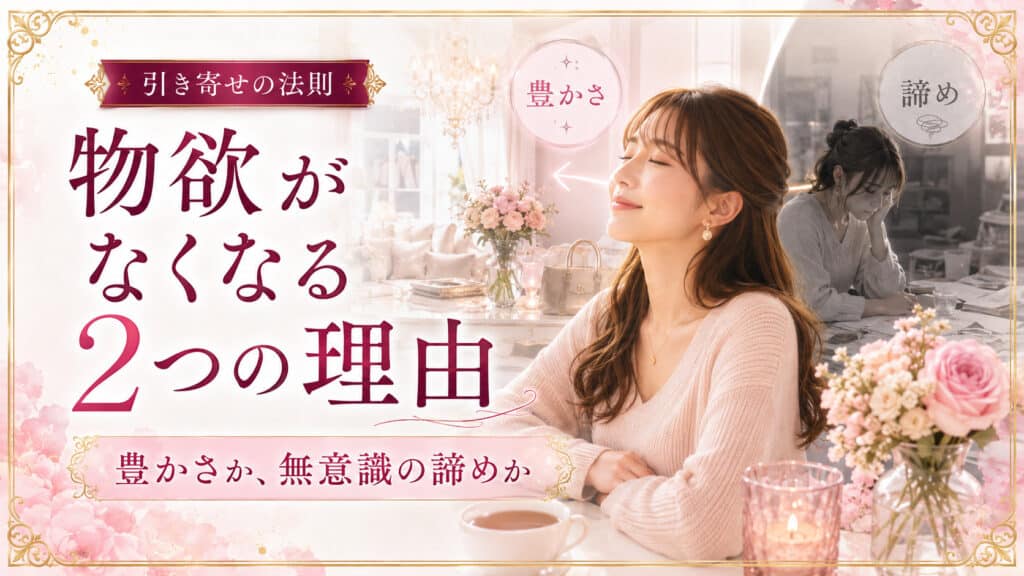 引き寄せの法則で物欲がなくなる2つの理由を示したアイキャッチ