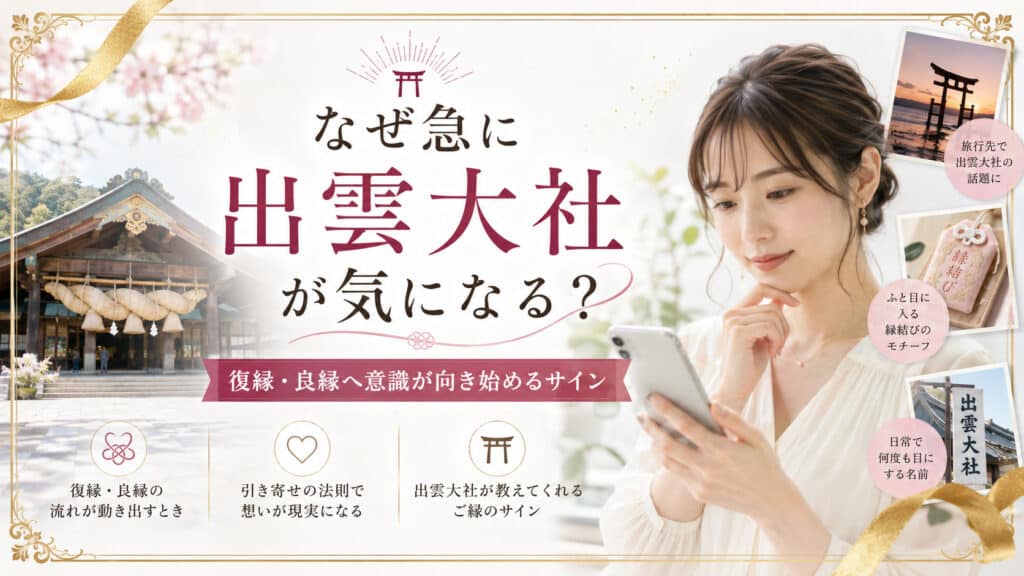 出雲大社が急に気になる意味と復縁や良縁へのサインを表したアイキャッチ