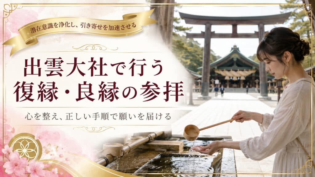 出雲大社のサインをきっかけに復縁や良縁を引き寄せた体験談を表したアイキャッチ