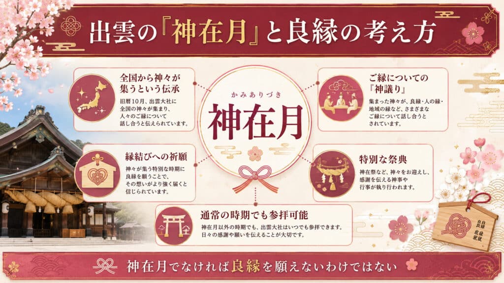 出雲の神在月と良縁の考え方や参拝の意味を整理した図解
