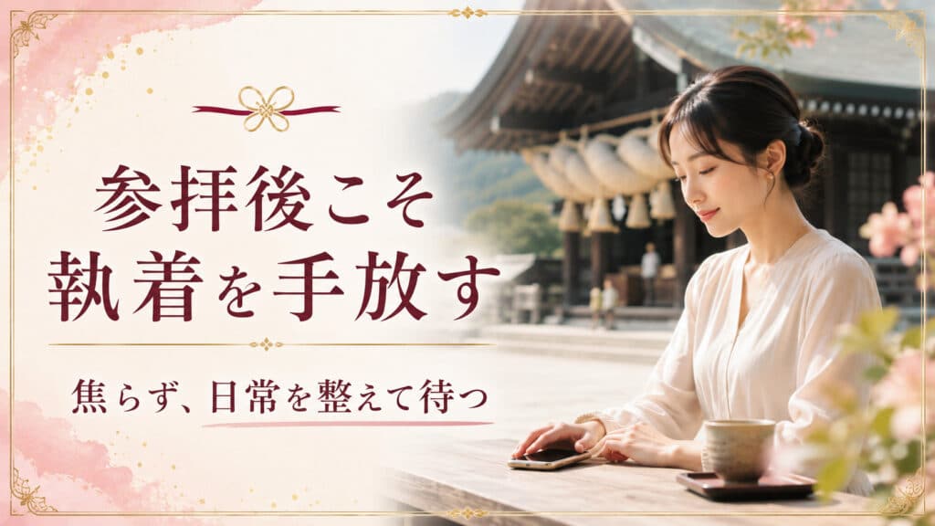 参拝後に執着を手放して心穏やかに過ごすイメージを表したアイキャッチ