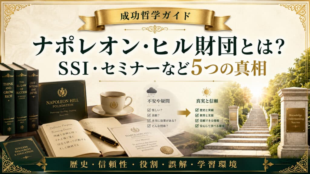 ナポレオン・ヒル財団とSSIやセミナーの実態を5つの真相で整理したアイキャッチ画像