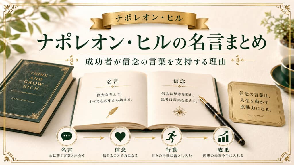 ナポレオン・ヒルの名言まとめと成功者が信念の言葉を支持する理由を表したアイキャッチ画像