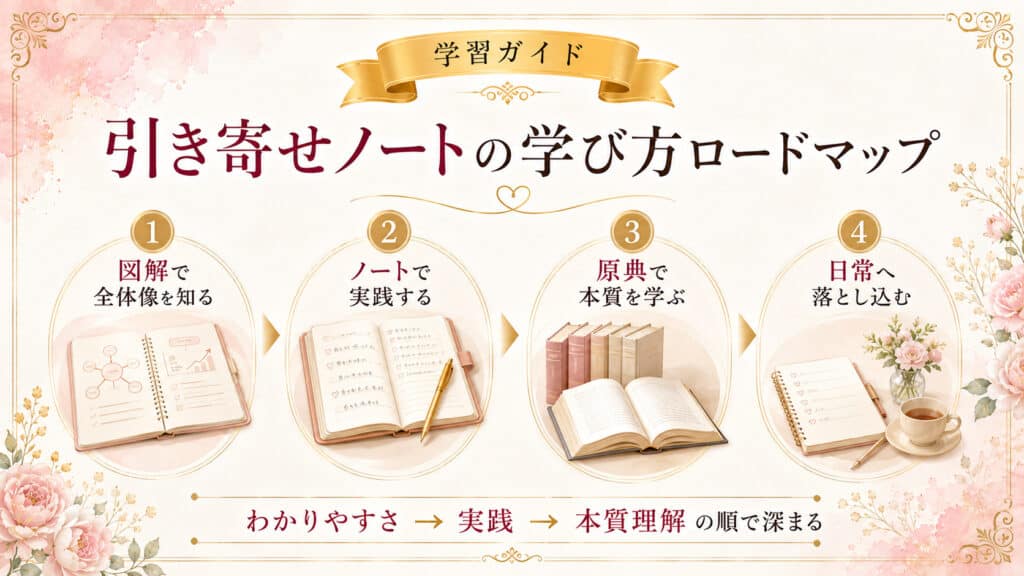 引き寄せノートを深く学ぶ順番を整理したロードマップ図解