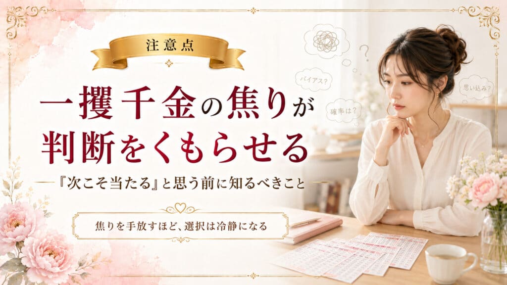 一攫千金への焦りと冷静な判断の違いを対比して示した図解