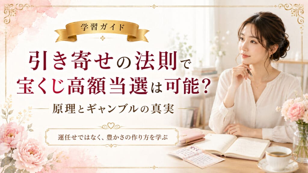 引き寄せの法則と宝くじ高額当選の関係性を全体像で示した学習ガイドのアイキャッチ