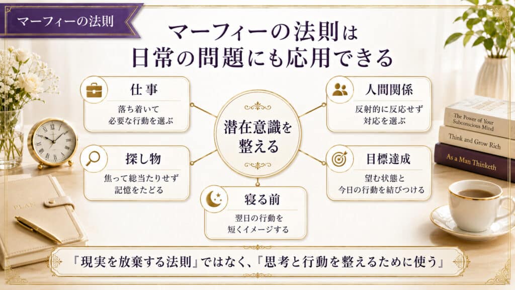 マーフィーの法則を日常の問題へ応用する使い方を示したマップ図