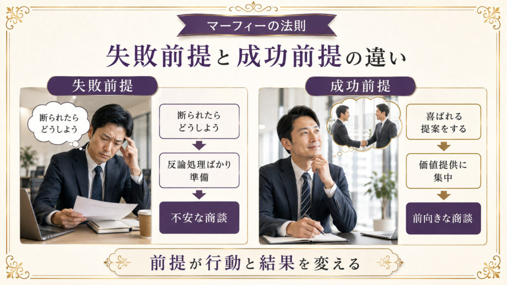 セールスにおける失敗前提と成功前提の思考と行動の違い