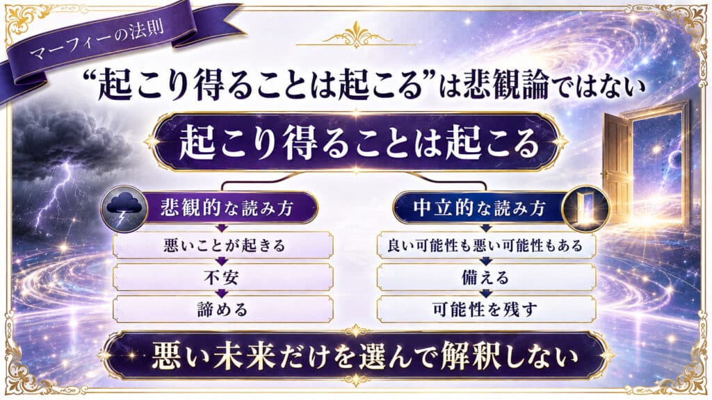 インターステラーの起こり得ることは起こるという言葉の中立的な意味