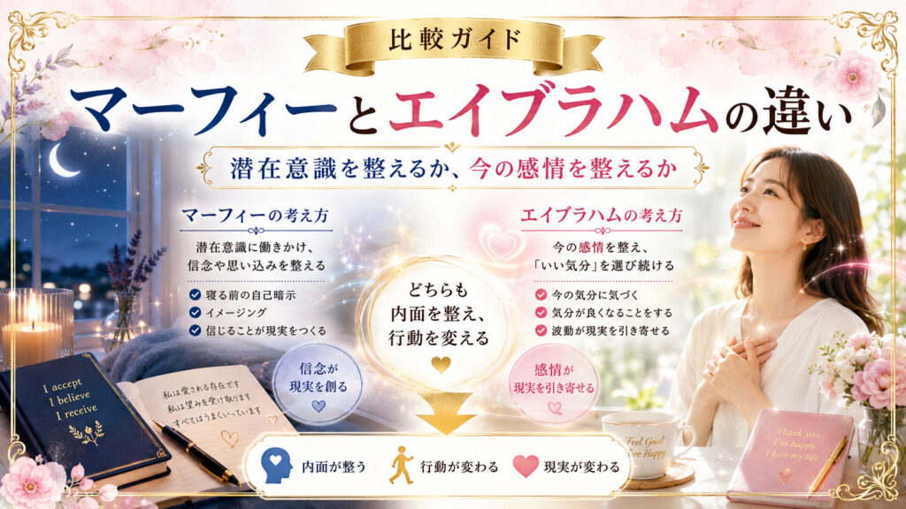 マーフィーとエイブラハムの違いを潜在意識と感情の視点から比較したガイド画像