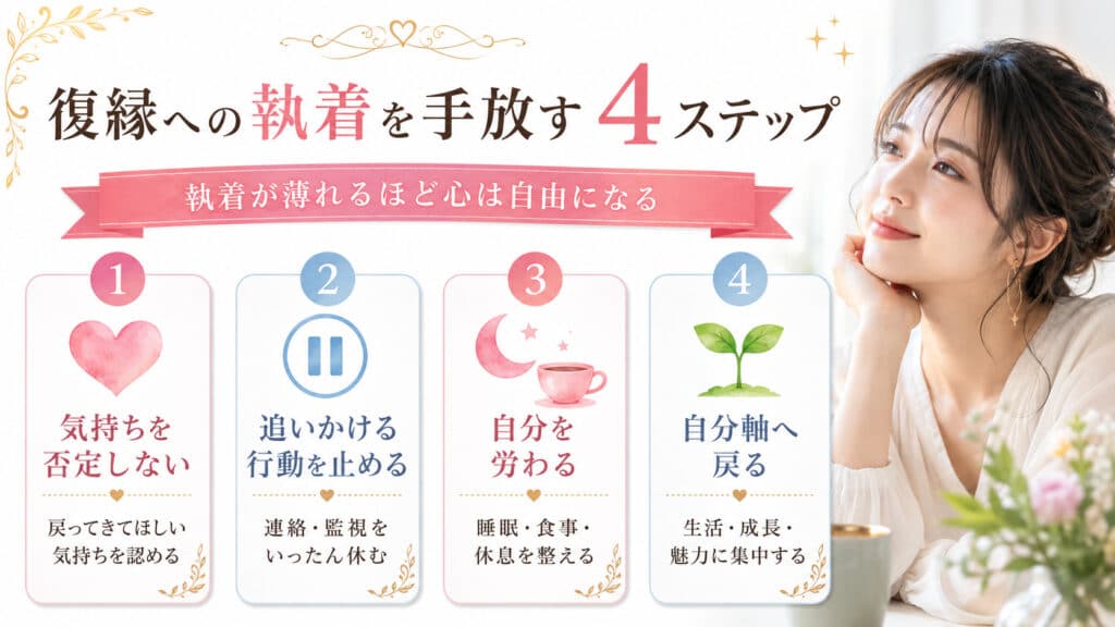 復縁への執着を手放して自分軸へ戻るための4ステップ図解