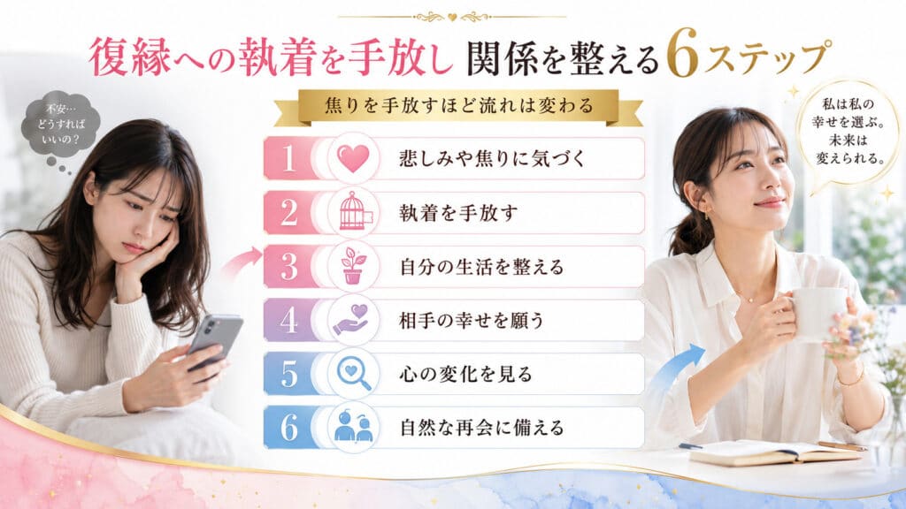 復縁への執着を手放し心を整えて自然な再会に備える6ステップの図解