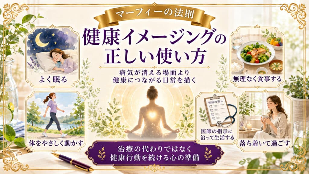 健康イメージングの正しい使い方と健康につながる日常の描き方をまとめた図解