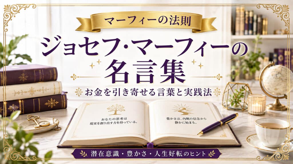 ジョセフ・マーフィーの名言とお金を引き寄せる言葉や実践法を表したアイキャッチ画像
