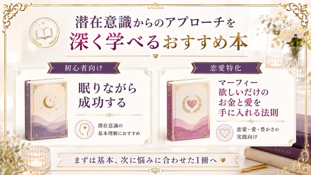 潜在意識や恋愛について深く学べるマーフィーのおすすめ本を比較した図解