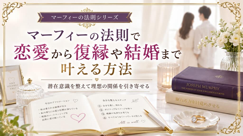 マーフィーの法則で恋愛から復縁や結婚まで叶える方法を解説するアイキャッチ画像