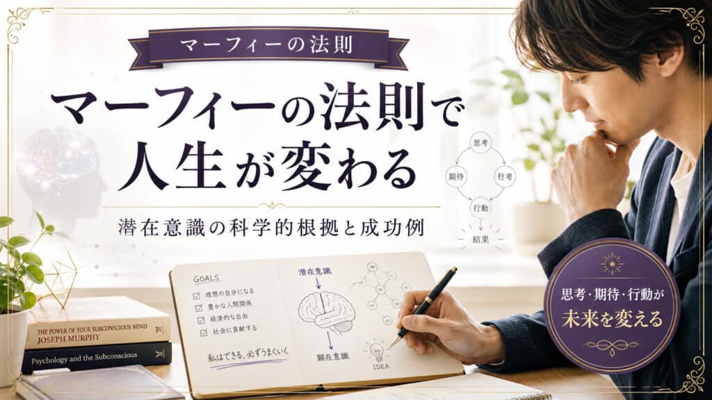マーフィーの法則と潜在意識の科学的根拠や成功例をイメージしたアイキャッチ画像