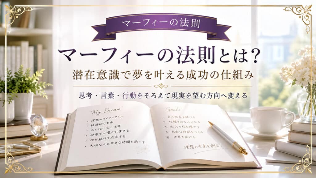マーフィーの法則の基本と、潜在意識で夢を叶える成功の仕組みを表したアイキャッチ画像