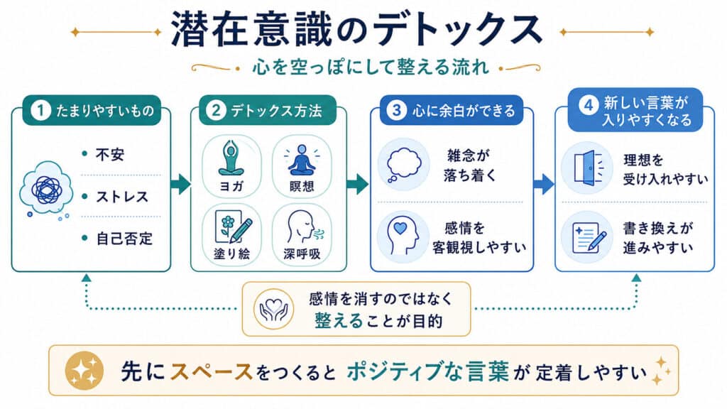 潜在意識の出テックス手順を示した図解