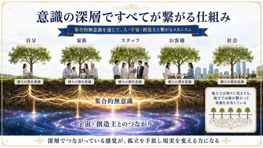 個人の潜在意識が集合的無意識を通じて人や宇宙と繋がる仕組み