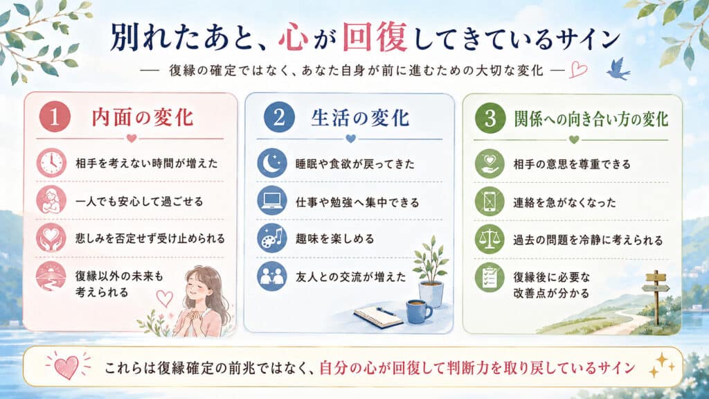 失恋後に内面や生活、関係への向き合い方が回復しているサイン