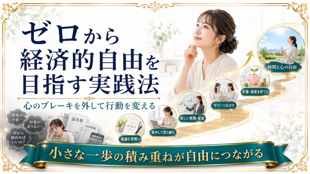 お金への心のブレーキを外し小さな行動を重ねて経済的自由を目指す女性
