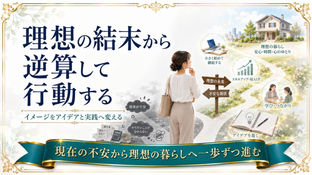 現在のお金の不安から理想の暮らしを逆算して行動へ移す流れ