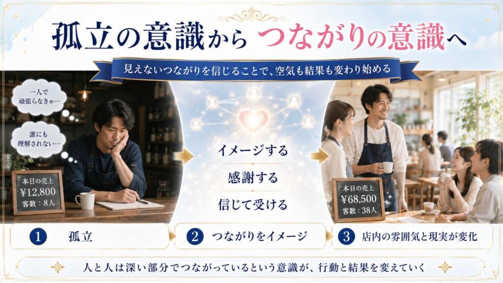 孤立して悩む店舗経営者が周囲とのつながりを意識して店内を変えた様子