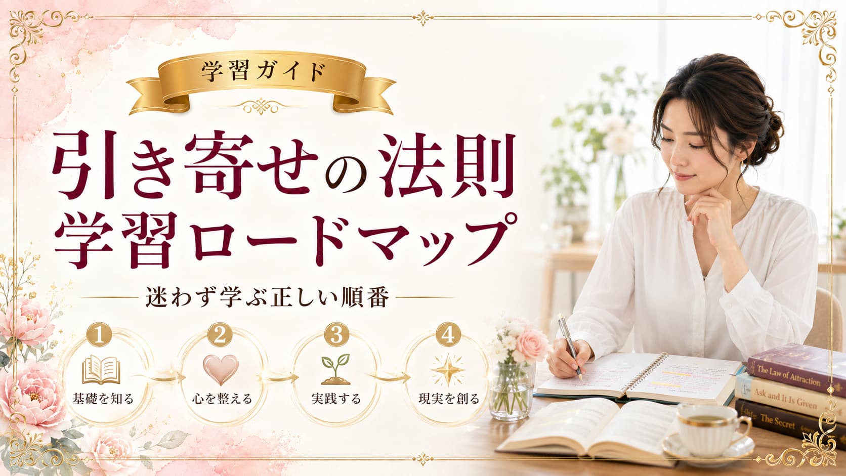 引き寄せの法則を正しい順番で学ぶための学習ロードマップのアイキャッチ