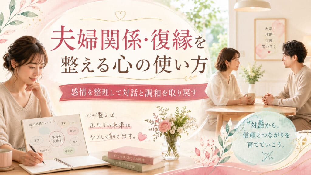 感情を整理し対話と信頼を取り戻しながら夫婦関係や復縁を整えるイメージ
