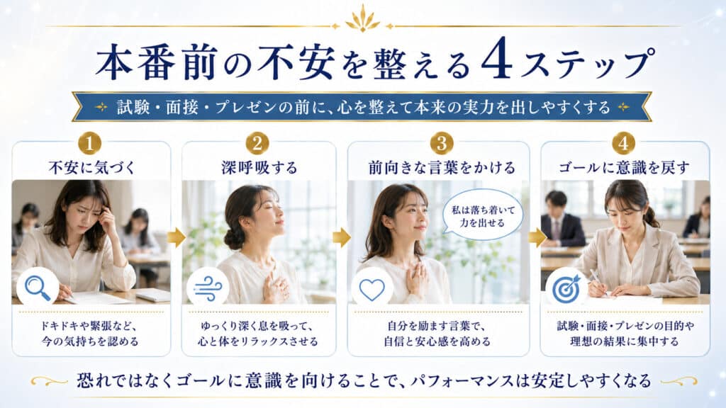 試験や面接とプレゼン本番前の不安を整える4ステップ