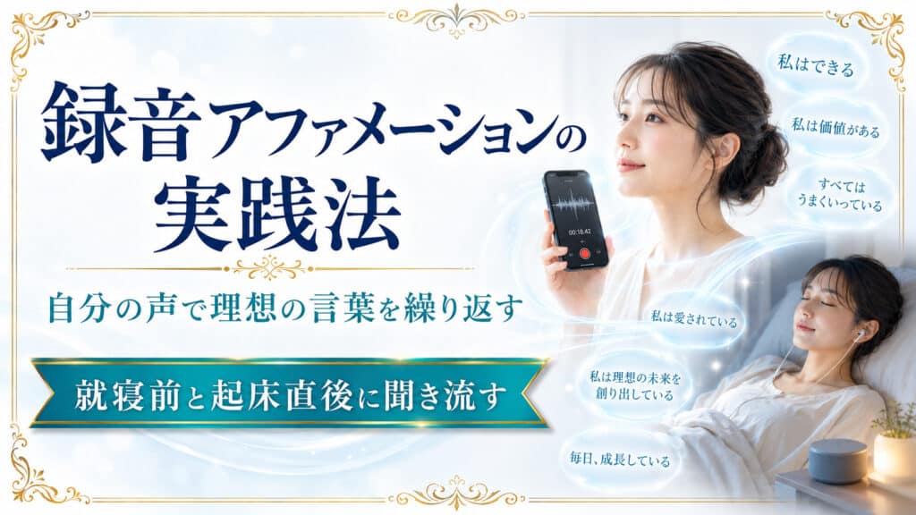 スマートフォンに自分の声を録音し、就寝前に聞くアファメーションの実践法