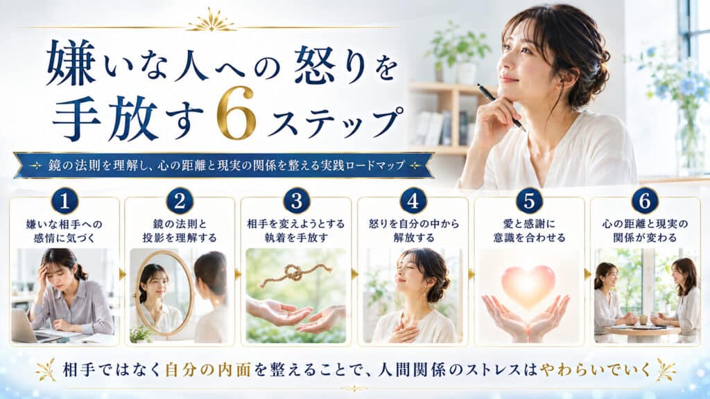 潜在意識を整えて嫌いな人への怒りを手放す6ステップの図解