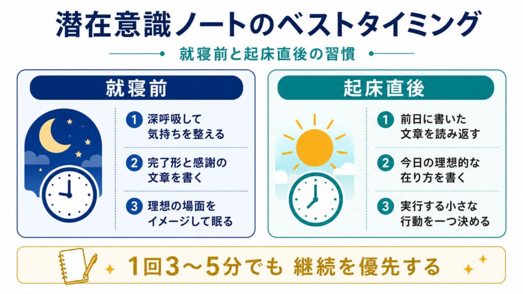 就寝前と起床直後に潜在意識ノートを書く方法
