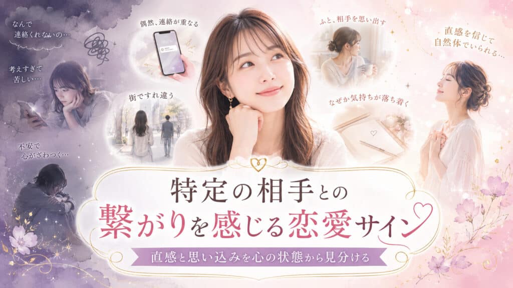 特定の相手との繋がりを感じる時の直感と不安による思い込みを表したイメージ